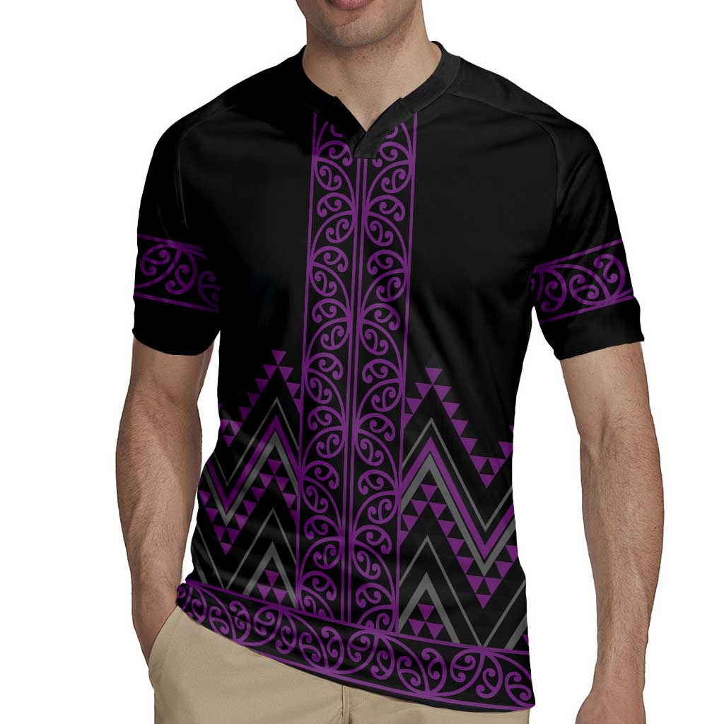 Purple Aotearoa Mangopare Kowhaiwhai and Niho Taniwha Rugby Jersey Maori New Zealand LT14 - Polynesian Pride