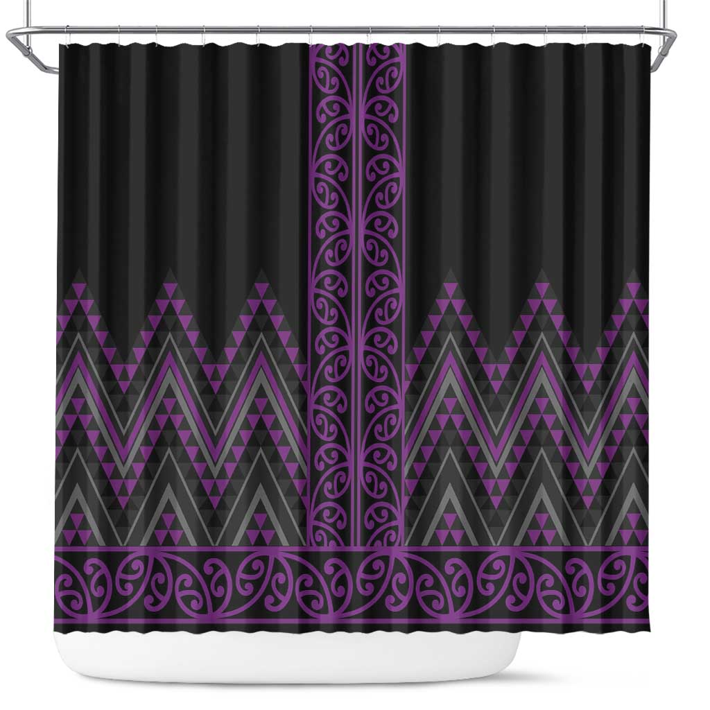 Purple Aotearoa Mangopare Kowhaiwhai and Niho Taniwha Shower Curtain Maori New Zealand LT14 Purple - Polynesian Pride