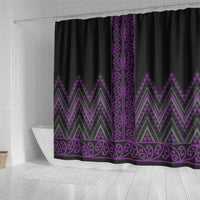 Purple Aotearoa Mangopare Kowhaiwhai and Niho Taniwha Shower Curtain Maori New Zealand LT14 - Polynesian Pride