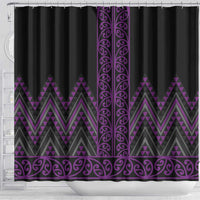 Purple Aotearoa Mangopare Kowhaiwhai and Niho Taniwha Shower Curtain Maori New Zealand LT14 - Polynesian Pride