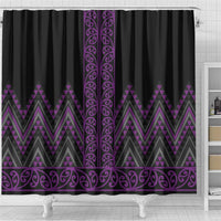 Purple Aotearoa Mangopare Kowhaiwhai and Niho Taniwha Shower Curtain Maori New Zealand LT14 - Polynesian Pride