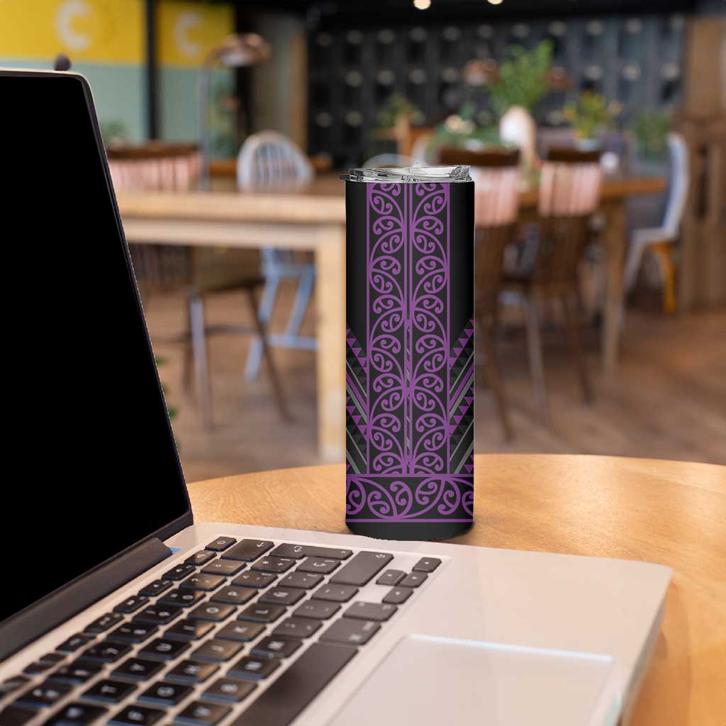 Purple Aotearoa Mangopare Kowhaiwhai and Niho Taniwha Skinny Tumbler Maori New Zealand LT14 - Polynesian Pride