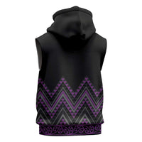 Purple Aotearoa Mangopare Kowhaiwhai Niho Taniwha Sleeveless Zip Hoodie Maori New Zealand LT14 - Polynesian Pride