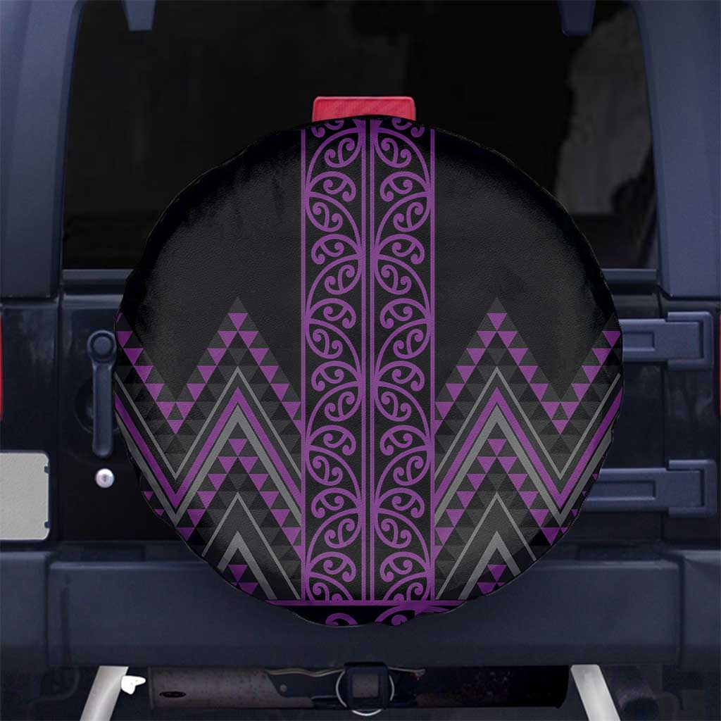 Purple Aotearoa Mangopare Kowhaiwhai and Niho Taniwha Spare Tire Cover Maori New Zealand LT14 No hole Purple - Polynesian Pride