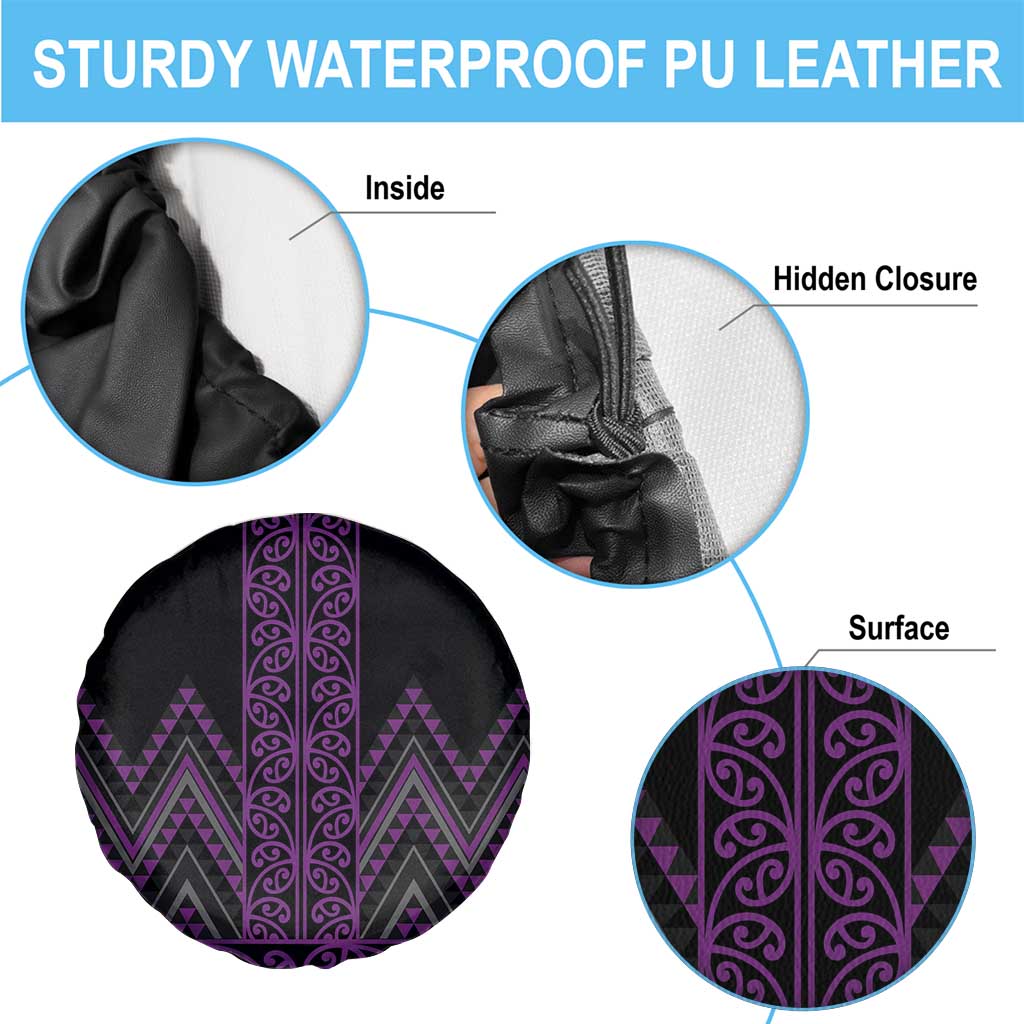 Purple Aotearoa Mangopare Kowhaiwhai and Niho Taniwha Spare Tire Cover Maori New Zealand LT14 - Polynesian Pride
