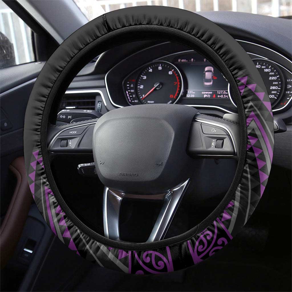 Purple Aotearoa Mangopare Kowhaiwhai and Niho Taniwha Steering Wheel Cover Maori New Zealand LT14 - Polynesian Pride