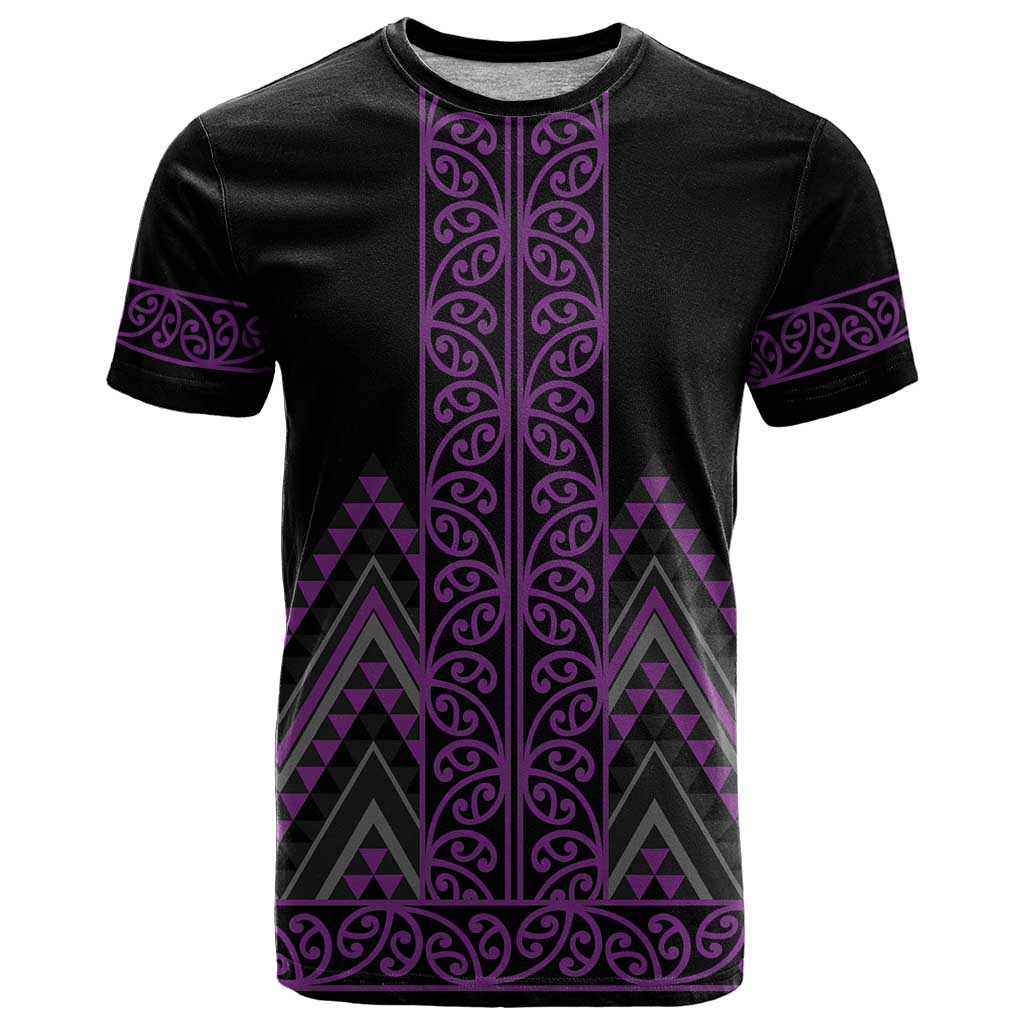 Purple Aotearoa Mangopare Kowhaiwhai and Niho Taniwha T Shirt Maori New Zealand LT14 Purple - Polynesian Pride