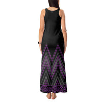 Purple Aotearoa Mangopare Kowhaiwhai and Niho Taniwha Tank Maxi Dress Maori New Zealand LT14 - Polynesian Pride