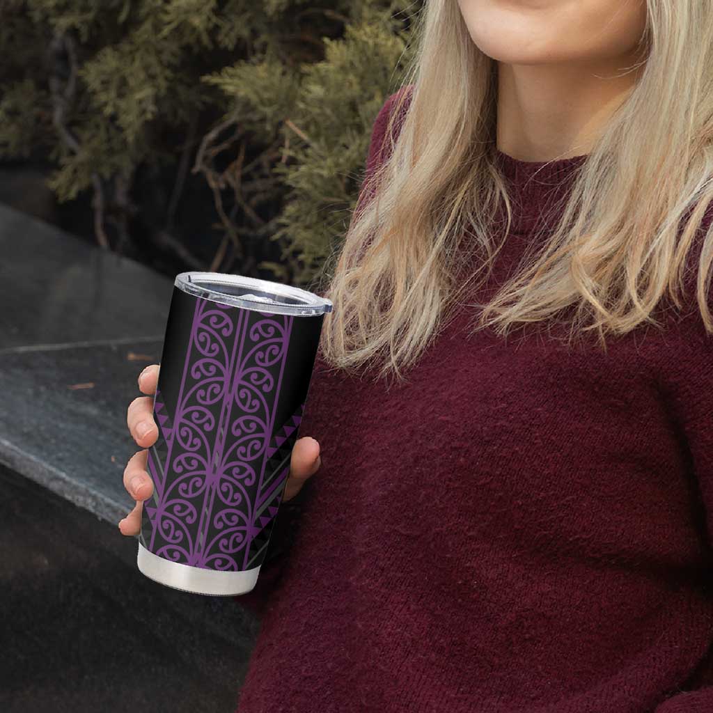 Purple Aotearoa Mangopare Kowhaiwhai and Niho Taniwha Tumbler Cup Maori New Zealand LT14 - Polynesian Pride
