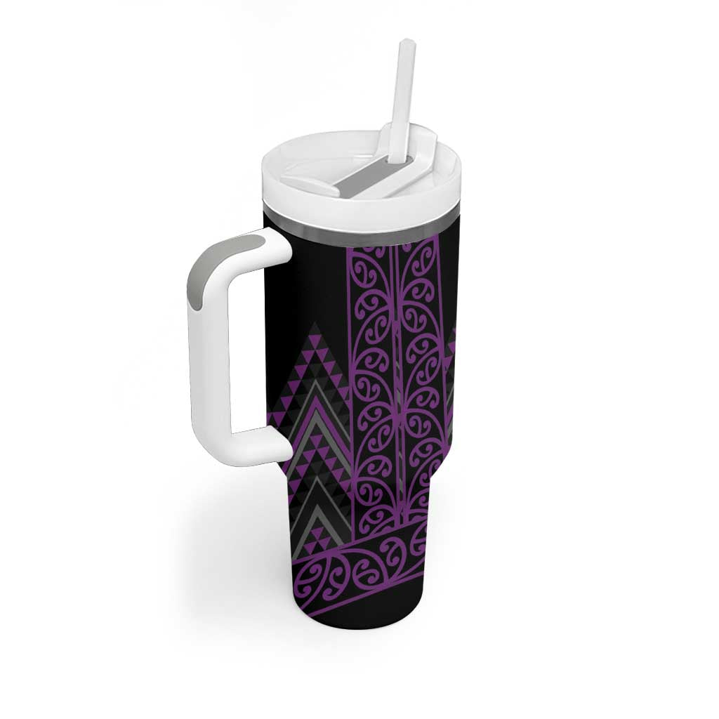 Purple Aotearoa Mangopare Kowhaiwhai and Niho Taniwha Tumbler With Handle Maori New Zealand LT14 - Polynesian Pride