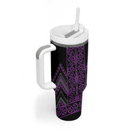 Purple Aotearoa Mangopare Kowhaiwhai and Niho Taniwha Tumbler With Handle Maori New Zealand LT14 - Polynesian Pride