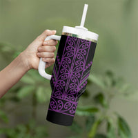 Purple Aotearoa Mangopare Kowhaiwhai and Niho Taniwha Tumbler With Handle Maori New Zealand LT14 - Polynesian Pride
