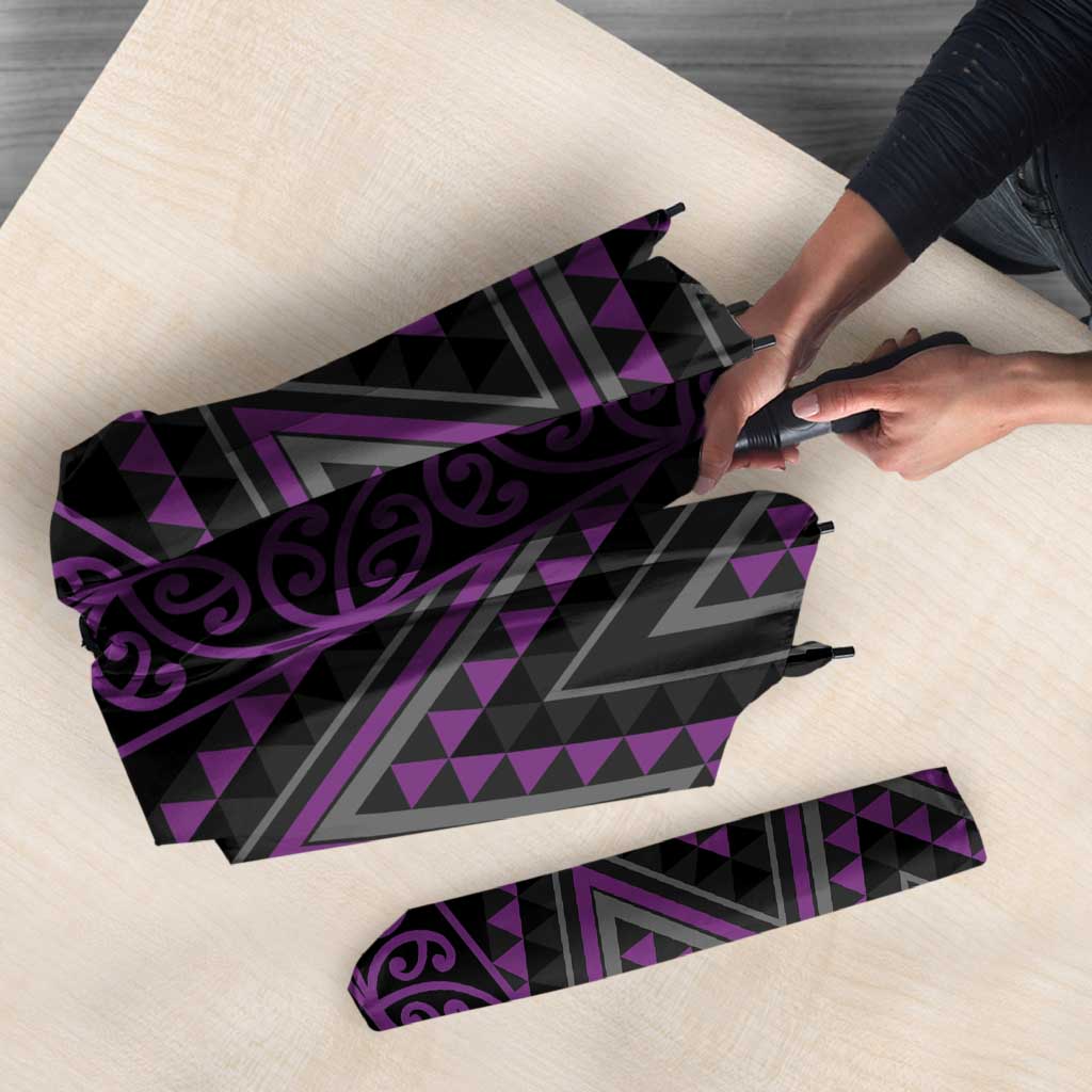 Purple Aotearoa Mangopare Kowhaiwhai Niho Taniwha Umbrella Maori New Zealand - Polynesian Pride