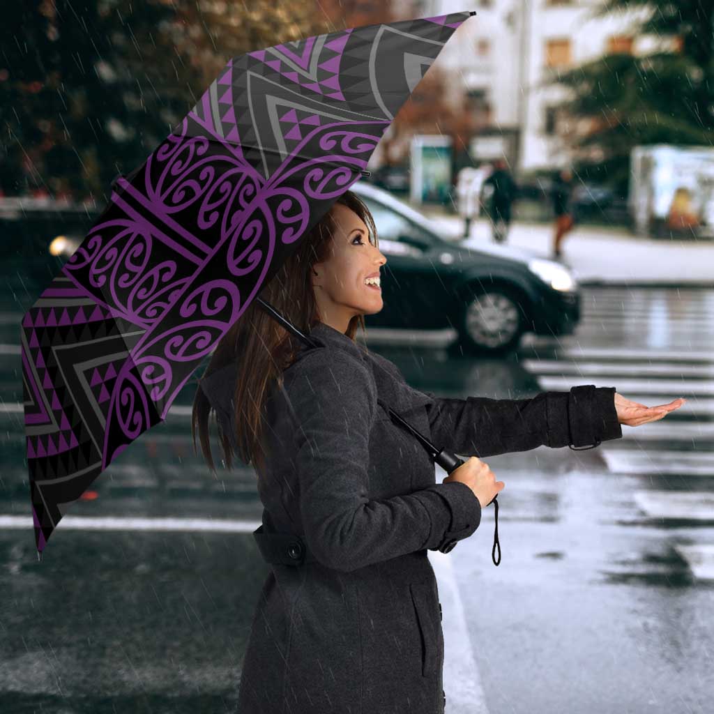Purple Aotearoa Mangopare Kowhaiwhai Niho Taniwha Umbrella Maori New Zealand - Polynesian Pride