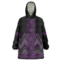 Purple Aotearoa Mangopare Kowhaiwhai and Niho Taniwha Wearable Blanket Hoodie Maori New Zealand LT14 One Size Purple - Polynesian Pride