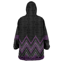 Purple Aotearoa Mangopare Kowhaiwhai and Niho Taniwha Wearable Blanket Hoodie Maori New Zealand LT14 - Polynesian Pride