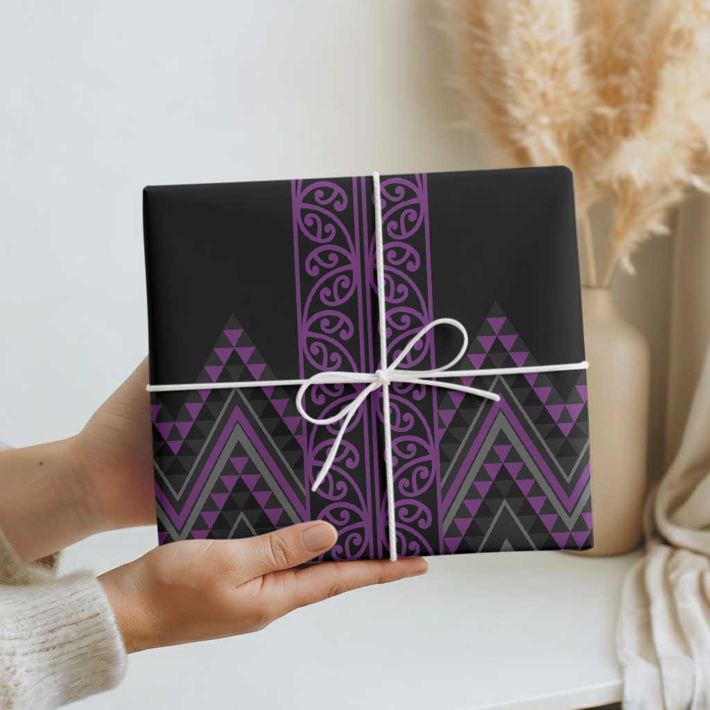 Purple Aotearoa Mangopare Kowhaiwhai and Niho Taniwha Wrapping Paper Maori New Zealand - Polynesian Pride