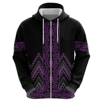 Purple Aotearoa Mangopare Kowhaiwhai and Niho Taniwha Zip Hoodie Maori New Zealand LT14 - Polynesian Pride