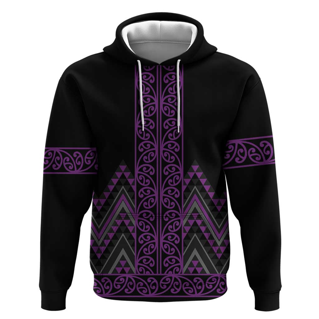 Purple Aotearoa Mangopare Kowhaiwhai and Niho Taniwha Zip Hoodie Maori New Zealand LT14 Pullover Hoodie Purple - Polynesian Pride