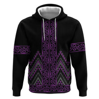 Purple Aotearoa Mangopare Kowhaiwhai and Niho Taniwha Zip Hoodie Maori New Zealand LT14 Pullover Hoodie Purple - Polynesian Pride