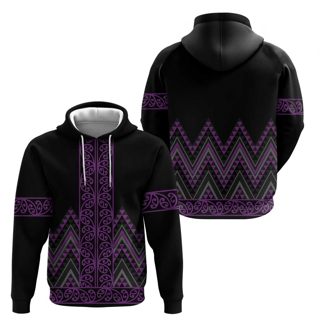 Purple Aotearoa Mangopare Kowhaiwhai and Niho Taniwha Zip Hoodie Maori New Zealand LT14 - Polynesian Pride