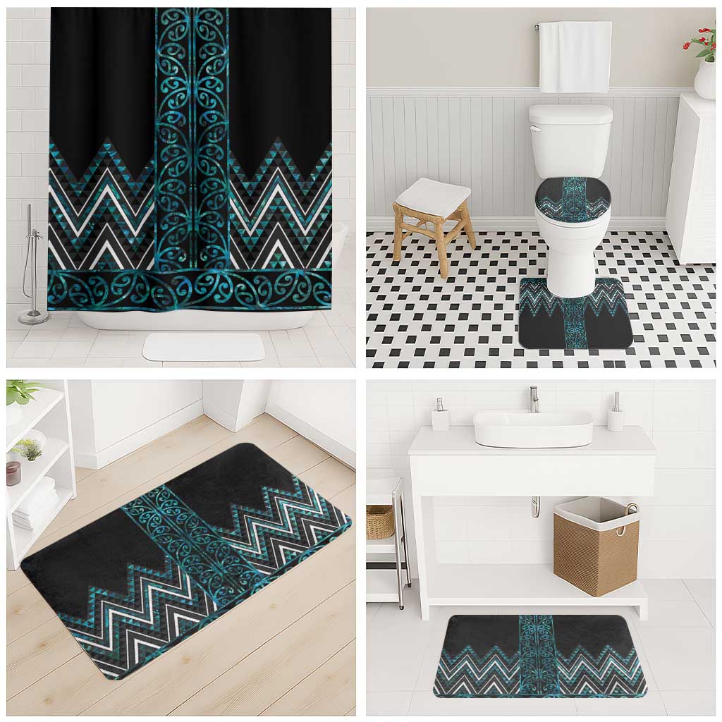 Paua Shell Aotearoa Mangopare Kowhaiwhai Niho Taniwha Bathroom Set Maori New Zealand - Polynesian Pride