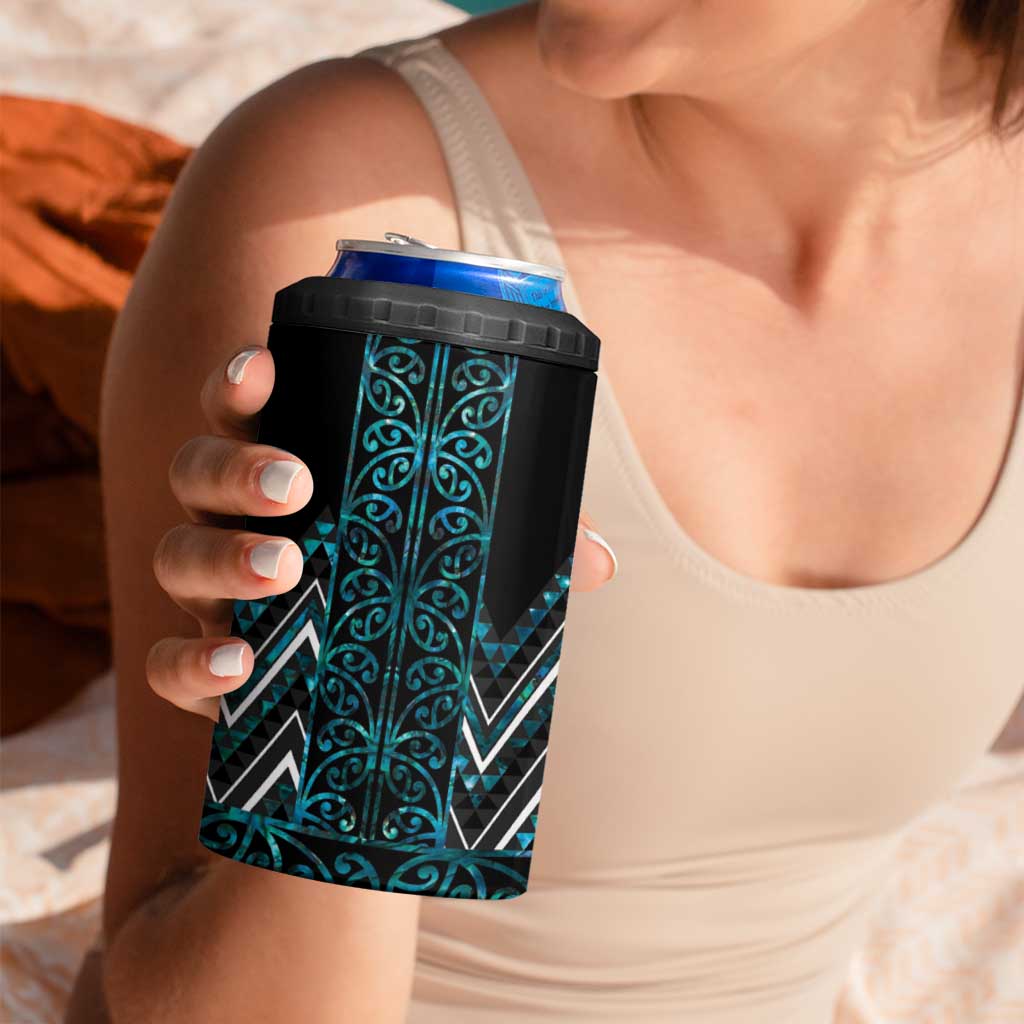 Paua Shell Aotearoa Mangopare Kowhaiwhai and Niho Taniwha 4 in 1 Can Cooler Tumbler Maori New Zealand LT14 - Polynesian Pride