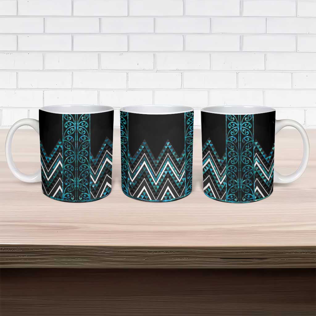 Paua Shell Aotearoa Mangopare Kowhaiwhai Niho Taniwha Ceramic Mug Maori New Zealand - Polynesian Pride