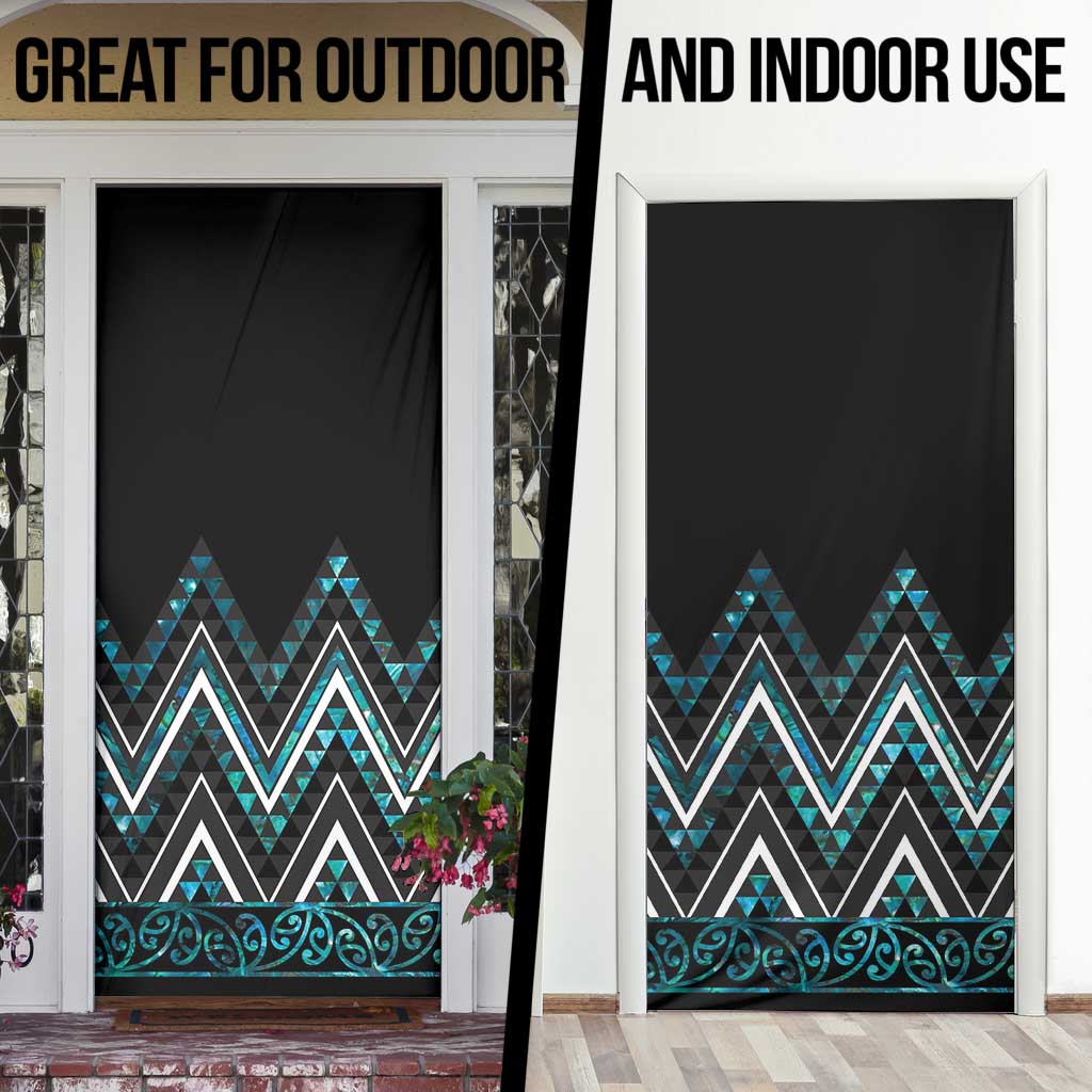 Paua Shell Aotearoa Mangopare Kowhaiwhai Niho Taniwha Door Cover Maori New Zealand - Polynesian Pride