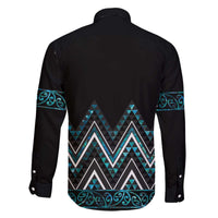 Paua Shell Aotearoa Mangopare Kowhaiwhai and Niho Taniwha Family Matching Off The Shoulder Long Sleeve Dress and Hawaiian Shirt Maori New Zealand LT14 - Polynesian Pride