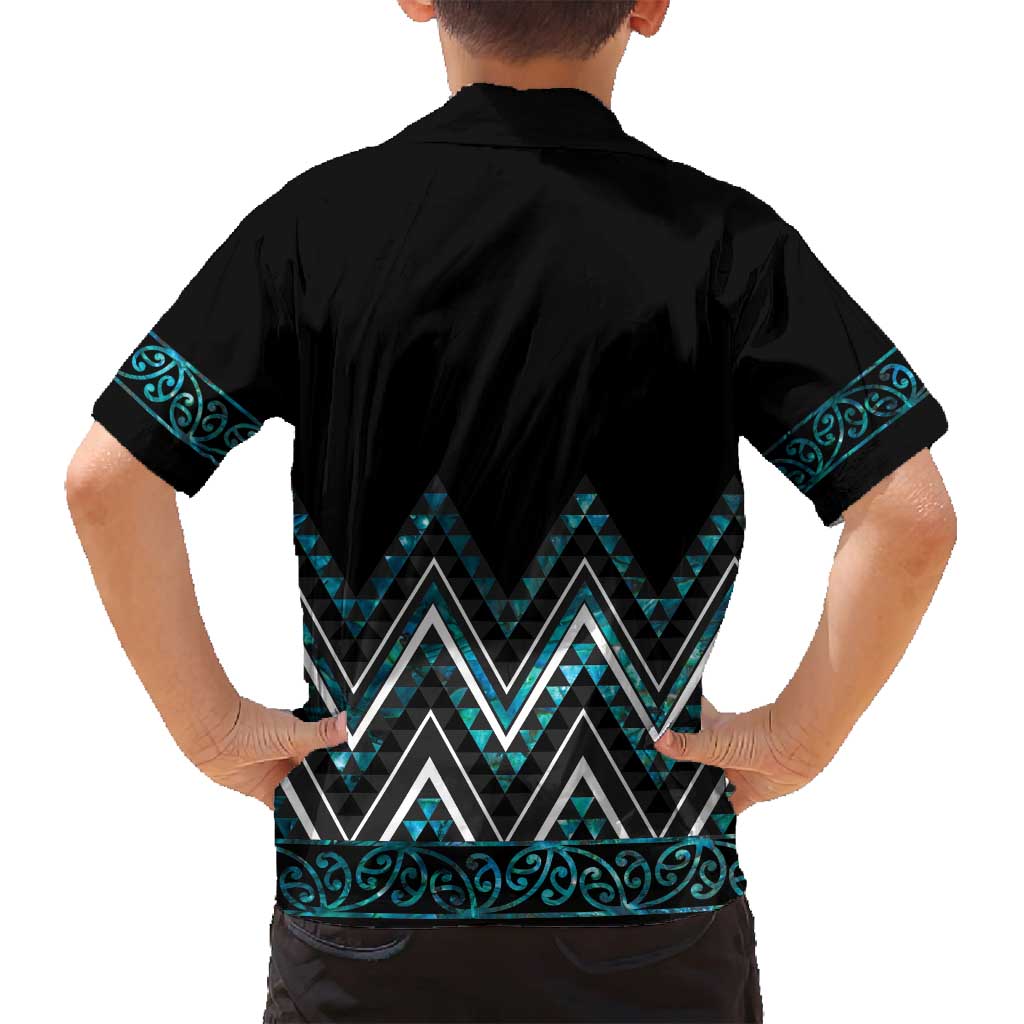 Paua Shell Aotearoa Mangopare Kowhaiwhai and Niho Taniwha Family Matching Off Shoulder Short Dress and Hawaiian Shirt Maori New Zealand LT14 - Polynesian Pride