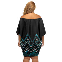 Paua Shell Aotearoa Mangopare Kowhaiwhai and Niho Taniwha Family Matching Off Shoulder Short Dress and Hawaiian Shirt Maori New Zealand LT14 - Polynesian Pride