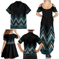 Paua Shell Aotearoa Mangopare Kowhaiwhai and Niho Taniwha Family Matching Summer Maxi Dress and Hawaiian Shirt Maori New Zealand LT14 - Polynesian Pride