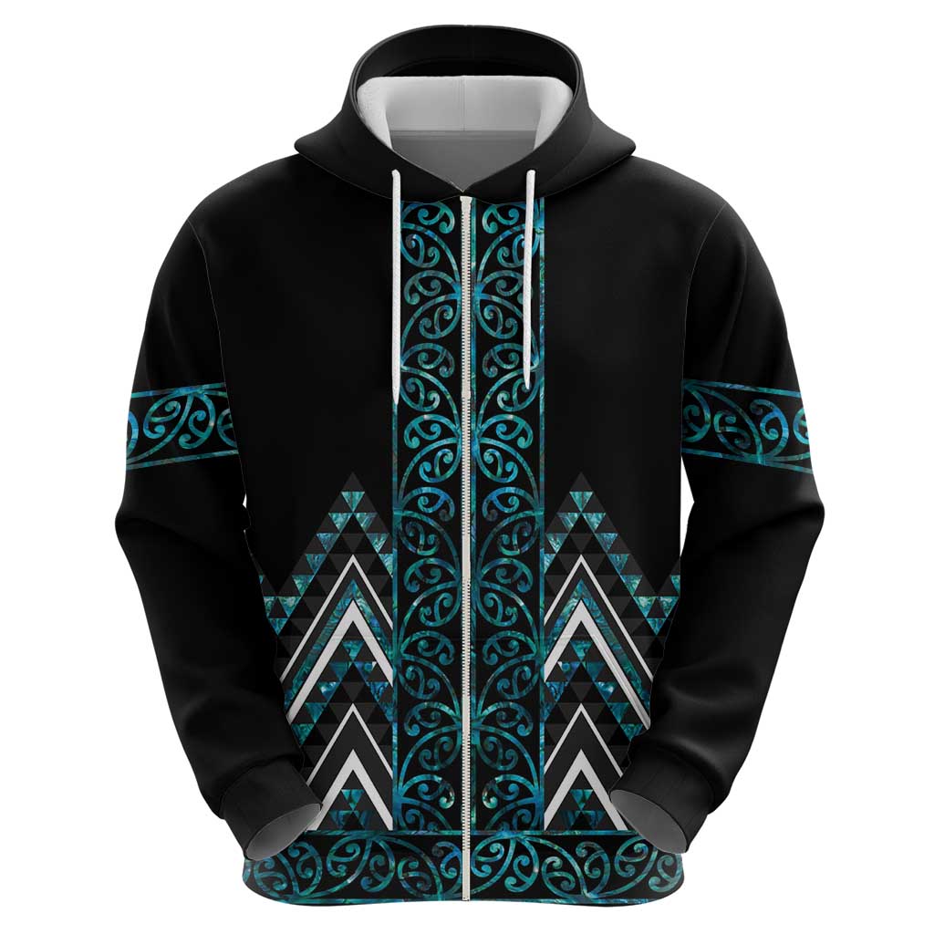 Paua Shell Aotearoa Mangopare Kowhaiwhai and Niho Taniwha Hoodie Maori New Zealand LT14 - Polynesian Pride