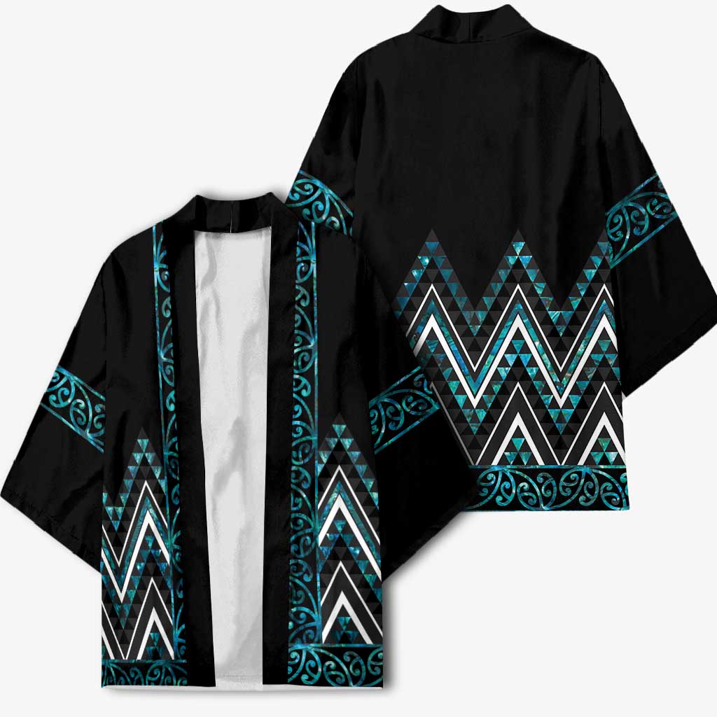 Paua Shell Aotearoa Mangopare Kowhaiwhai Niho Taniwha Kimono Maori New Zealand - Polynesian Pride