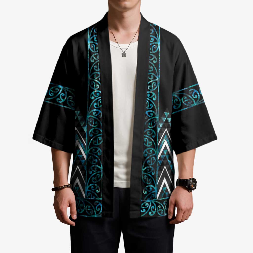 Paua Shell Aotearoa Mangopare Kowhaiwhai Niho Taniwha Kimono Maori New Zealand - Polynesian Pride