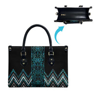 Paua Shell Aotearoa Mangopare Kowhaiwhai Niho Taniwha Leather Bag Maori New Zealand - Polynesian Pride