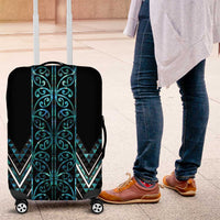 Paua Shell Aotearoa Mangopare Kowhaiwhai and Niho Taniwha Luggage Cover Maori New Zealand LT14 Turquoise - Polynesian Pride