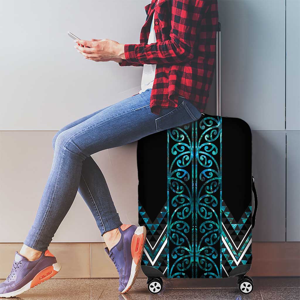 Paua Shell Aotearoa Mangopare Kowhaiwhai and Niho Taniwha Luggage Cover Maori New Zealand LT14 - Polynesian Pride