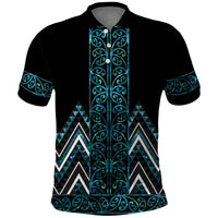 Paua Shell Aotearoa Mangopare Kowhaiwhai and Niho Taniwha Polo Shirt Maori New Zealand LT14 Turquoise - Polynesian Pride