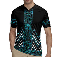 Paua Shell Aotearoa Mangopare Kowhaiwhai and Niho Taniwha Rugby Jersey Maori New Zealand