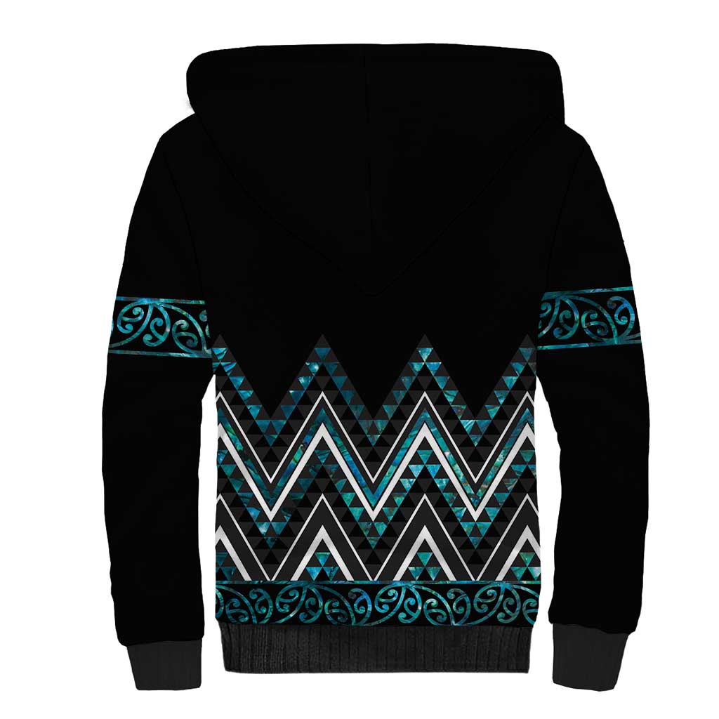 Paua Shell Aotearoa Mangopare Kowhaiwhai and Niho Taniwha Sherpa Hoodie Maori New Zealand LT14 - Polynesian Pride