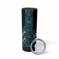 Paua Shell Aotearoa Mangopare Kowhaiwhai and Niho Taniwha Skinny Tumbler Maori New Zealand LT14 - Polynesian Pride