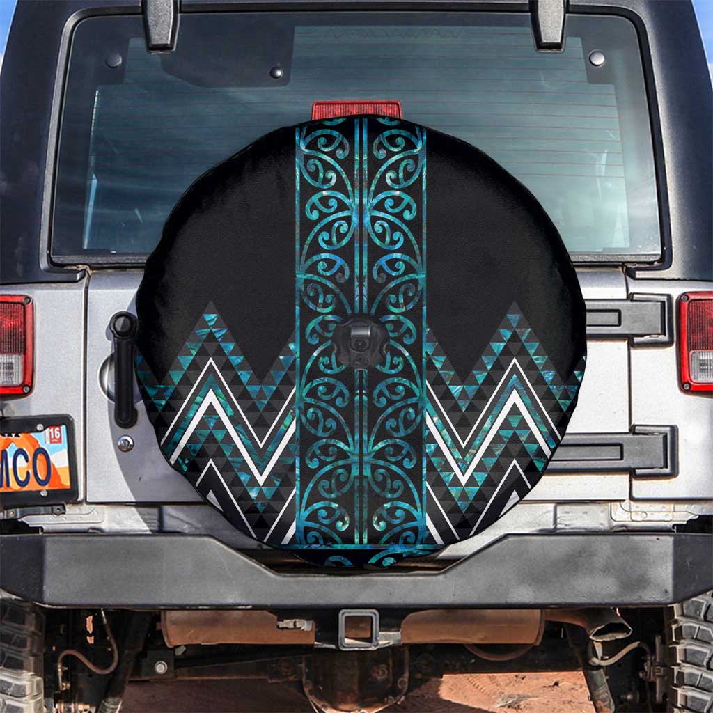 Paua Shell Aotearoa Mangopare Kowhaiwhai and Niho Taniwha Spare Tire Cover Maori New Zealand LT14 Turquoise - Polynesian Pride