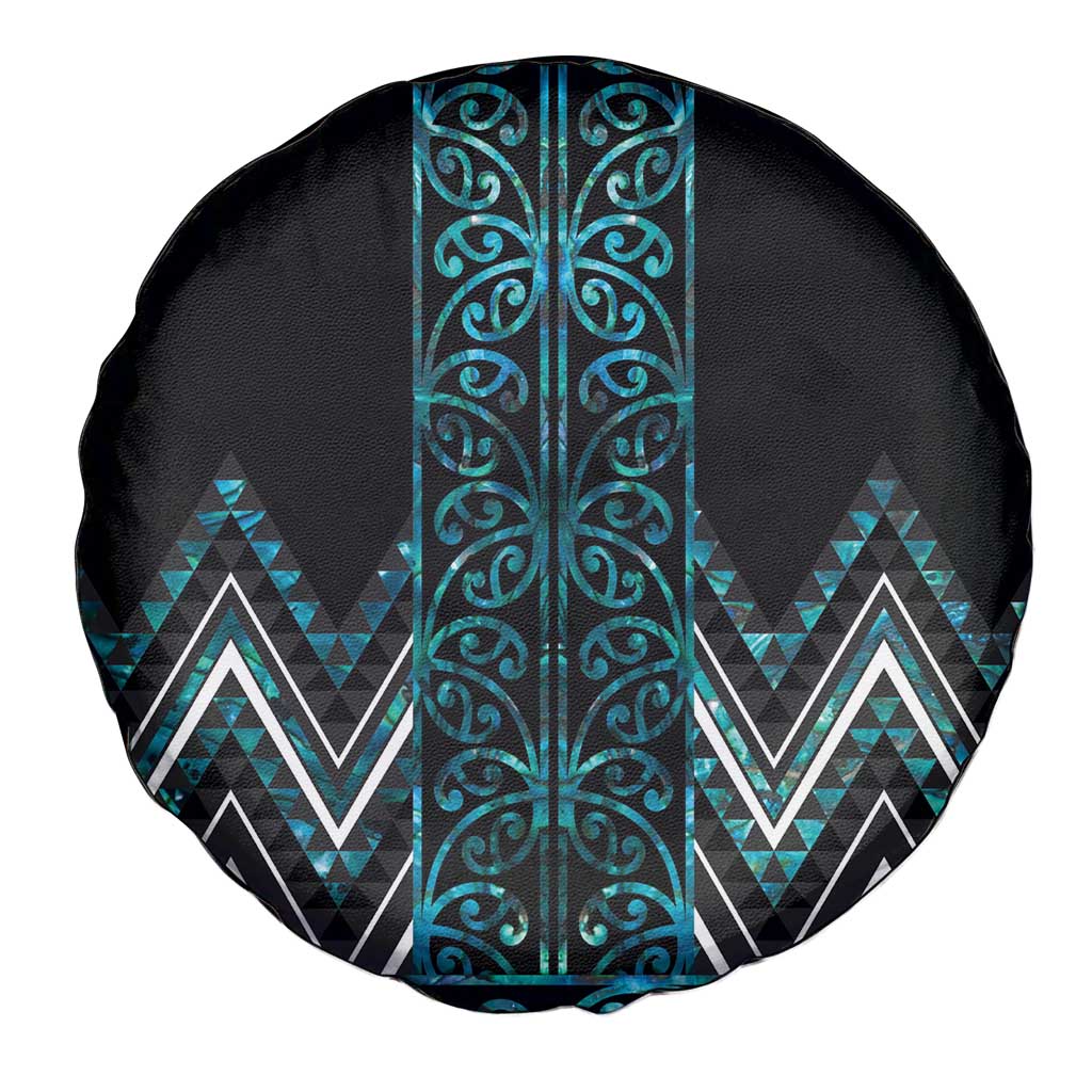 Paua Shell Aotearoa Mangopare Kowhaiwhai and Niho Taniwha Spare Tire Cover Maori New Zealand LT14 - Polynesian Pride