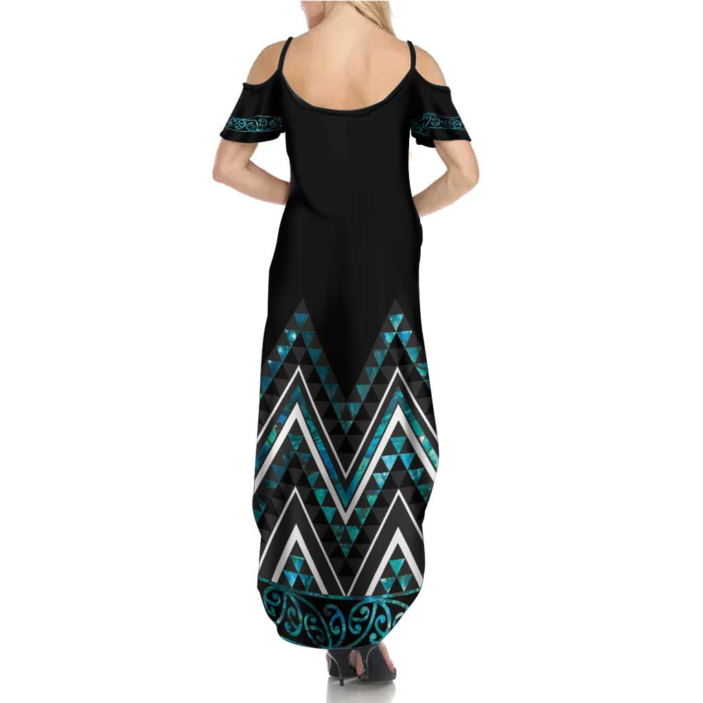 Paua Shell Aotearoa Mangopare Kowhaiwhai and Niho Taniwha Summer Maxi Dress Maori New Zealand LT14 - Polynesian Pride