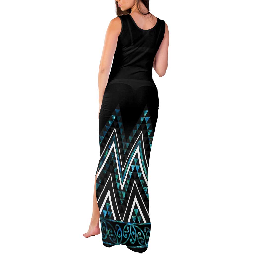Paua Shell Aotearoa Mangopare Kowhaiwhai and Niho Taniwha Tank Maxi Dress Maori New Zealand LT14 - Polynesian Pride