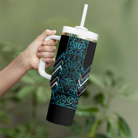 Paua Shell Aotearoa Mangopare Kowhaiwhai and Niho Taniwha Tumbler With Handle Maori New Zealand