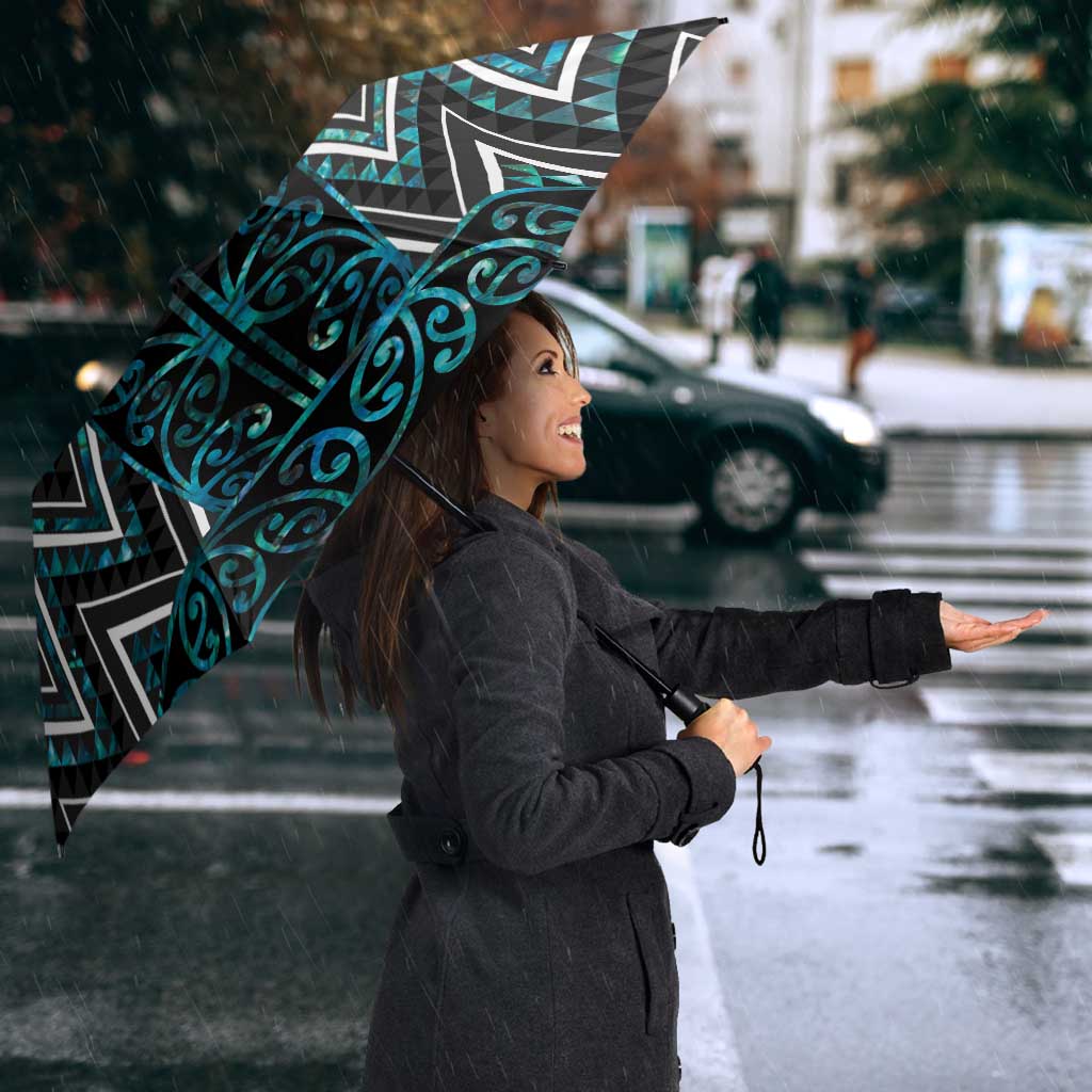 Paua Shell Aotearoa Mangopare Kowhaiwhai Niho Taniwha Umbrella Maori New Zealand - Polynesian Pride