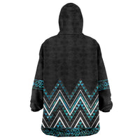 Paua Shell Aotearoa Mangopare Kowhaiwhai and Niho Taniwha Wearable Blanket Hoodie Maori New Zealand LT14 - Polynesian Pride